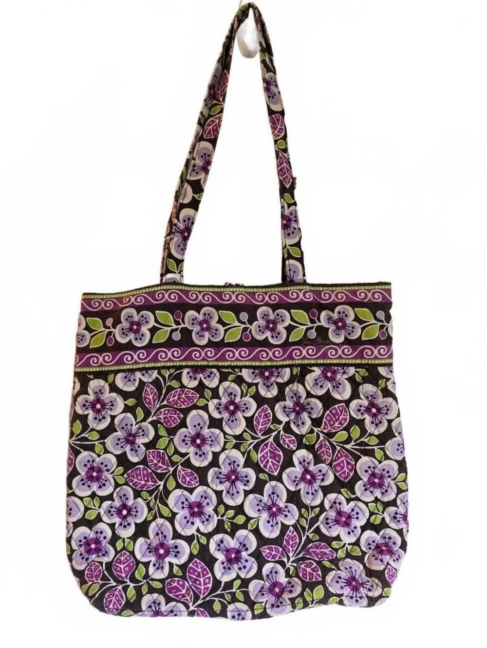 Vera Bradley Retired "Plum Petals" Quilted Large Tote Shoulder Bag Purse